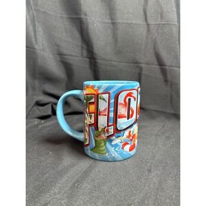 Disney Florida Mickey Mouse Donald Duck Goofy Blue Ceramic Souvenir Coffee Mug